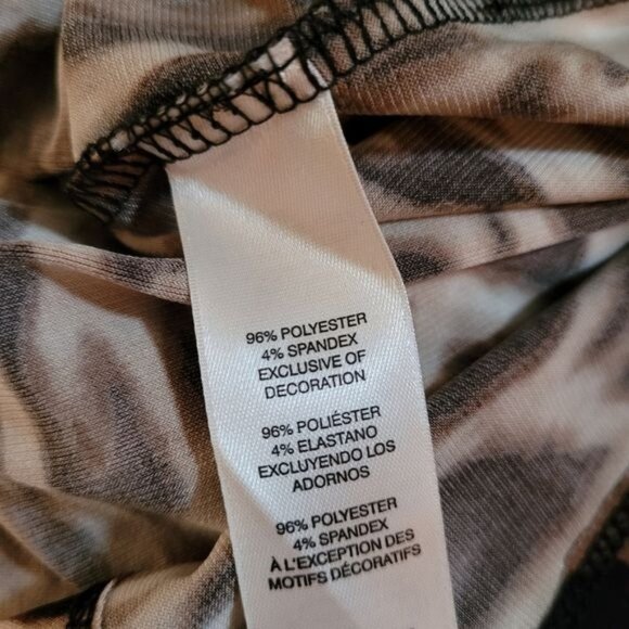 Women's Chico's Top Blouse Black Lace Brown Animal Cheetah Print Popover Size 1 - Picture 8 of 8